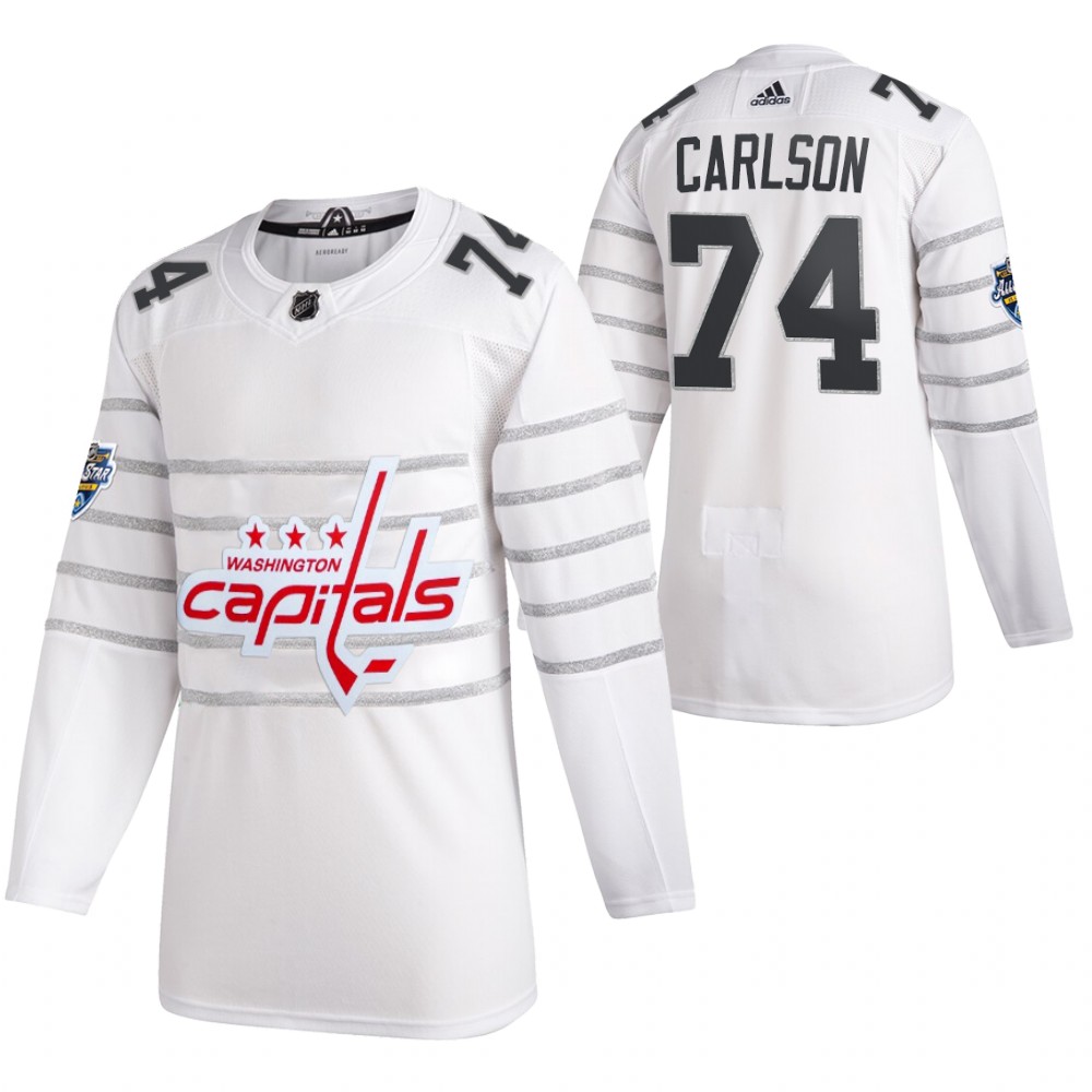 Men's Washington Capitals #74 John Carlson 2020 White All Star Stitched NHL Jersey
